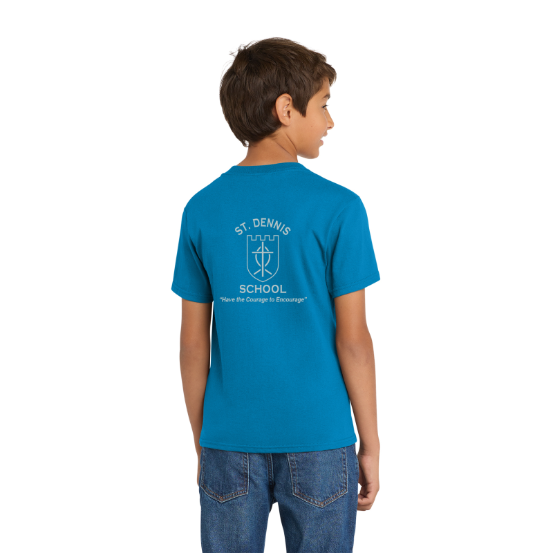 PC54Y Port & Company® Core Blend Tee; FULL FRONT LOGO BE KIND; BACK SCHOOL LOGO; SAPPHIRE; 3RD GRADE; YOUTH SIZES         PC54Y Port & Company® Core Blend Tee; FULL FRONT LOGO BE KIND; BACK SCHOOL LOGO; SAPPHIRE; 3RD GRADE; YOUTH SIZES